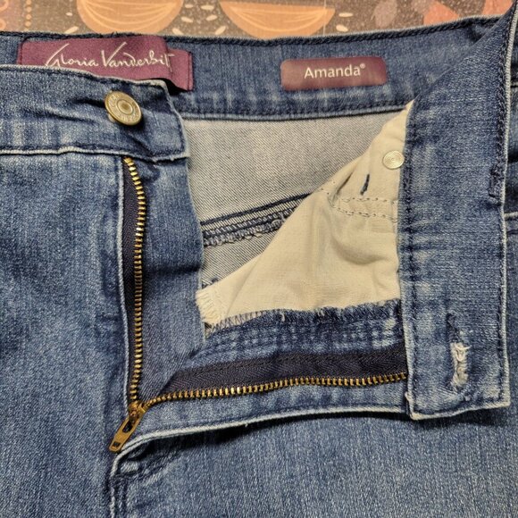 Gloria Vanderbilt 12S Missy Medium Wash Denim Blue Amanda Line Tapered Jeans - Picture 11 of 13